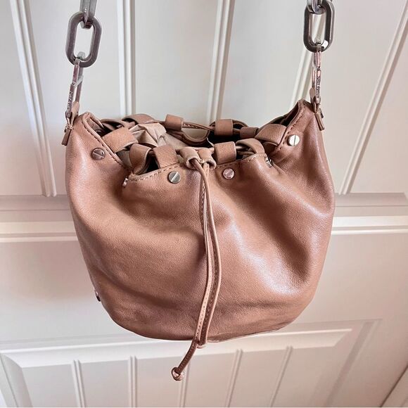 Tory Burch Tan Leather Bucket Bag Crossbody Drawstring Shoulder Bag - Picture 2 of 9
